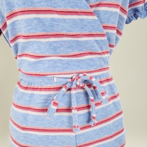 La Vie en Rose romper striped ruffles short rayon short sleeve summer spring - Picture 3 of 14